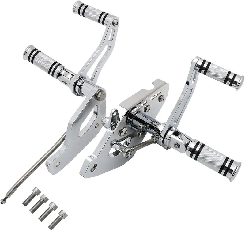 FENGREN Motorcycle 4" Forward Controls Footpegs Footrests Shift Levers Shifter Peg Linkages Compatible with Kawasaki Vulcan 900 VN900 Classic 2006-2023, Chrome - Image 5